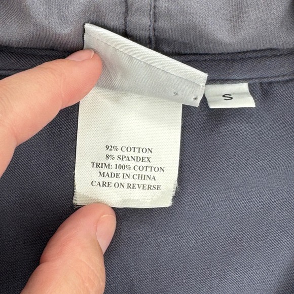 Hot Cotton Button Front Hooded Shacket Women's Size S Gray Lagenlook Tunic Boho - Picture 6 of 9